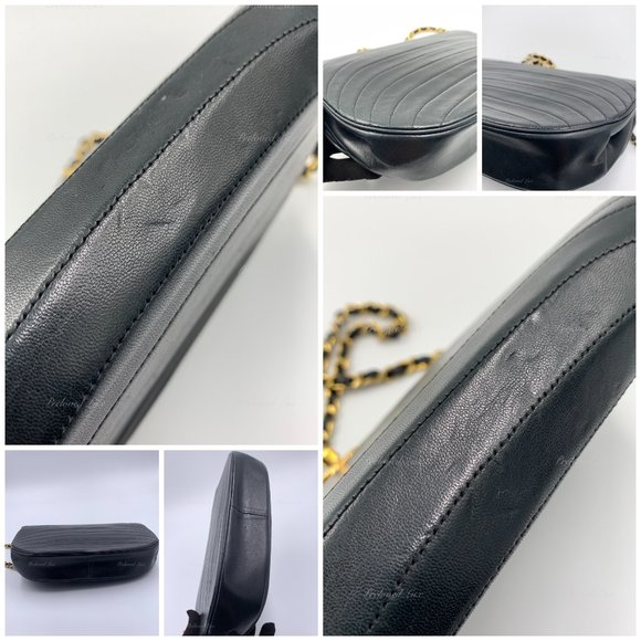 ❗️Sold❗️ CHANEL Vintage Lambskin Half Moon Flap Bag black/gold hardware - Picture 10 of 17